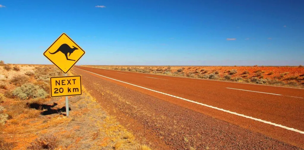 Australian road sign on the highway