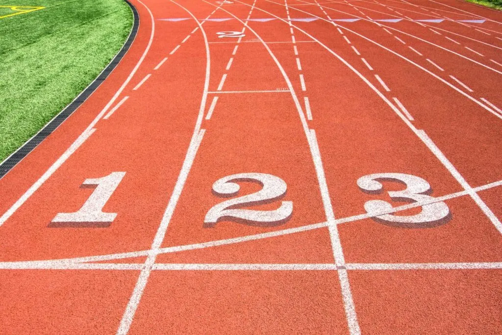 Starting position numbers on running track